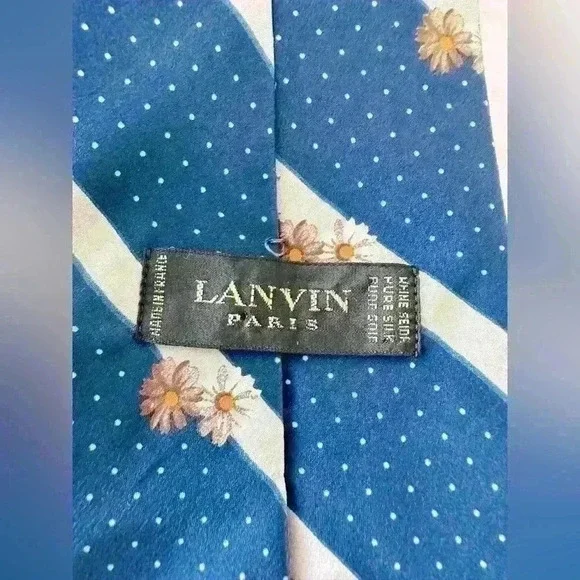 Lanvin Men’s Tie 100% Silk Made in France - Picture 5 of 7